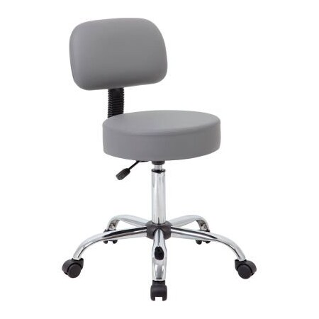 Boss Office Products Boss Gray Caressoft Vinyl Medical Stool with Back Cushion - Gray B245-GY
